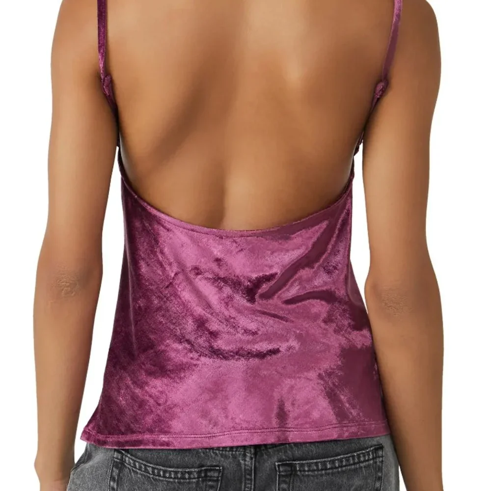 Free People All Night Velvet Tunic in Fig Jam (Size S)